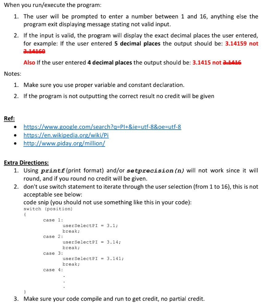 Solved Write A C Program That Will Generate The Nber Pi Chegg Com