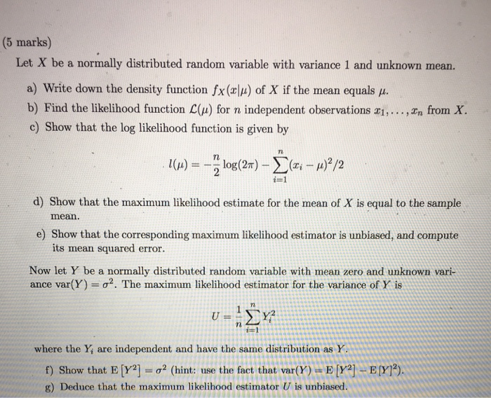 Solved 5 Marks Let X Be A Normally Distributed Random V Chegg Com