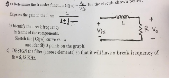 Solved Da Determine The Transfer Function G J For Expres Chegg Com