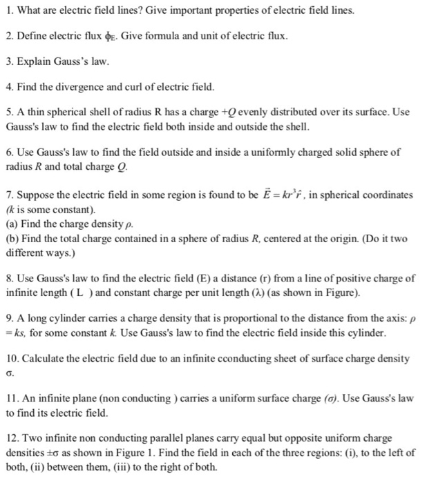 Solved What Are Electric Field Lines Give Important Chegg Com