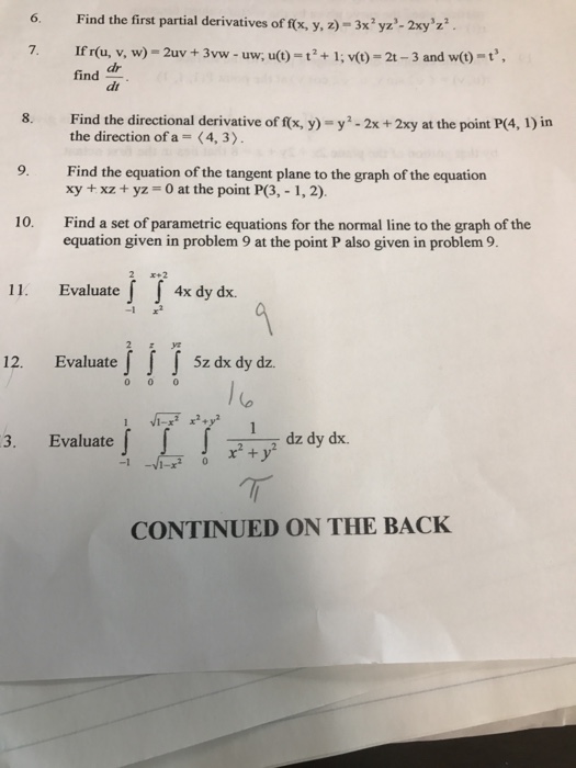 Solved Find The First Partial Derivatives Of F X Y Z Chegg Com