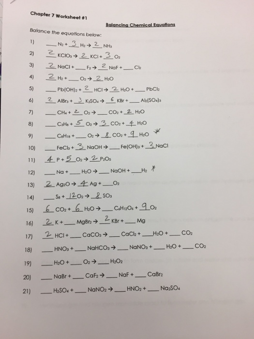 Balancing Chemical Equations Worksheet 1 17 Tessshebaylo