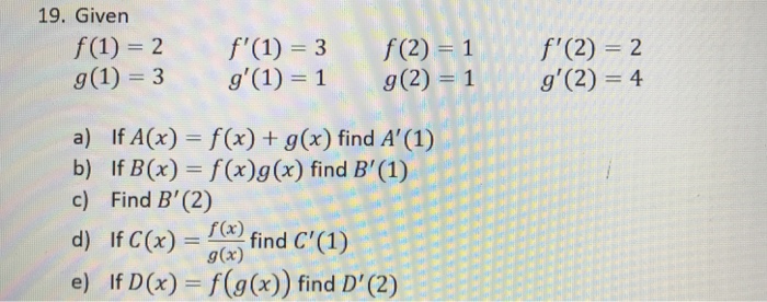 Solved 19 Given F 1 2 F 1 3 F 2 1 F 2 2 G 1 3 G 1 Chegg Com