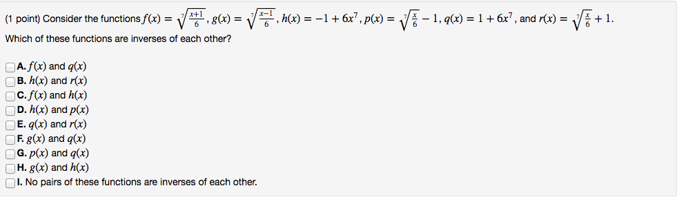 Solved 1 Point Consider The Functions F X V Which Of Chegg Com