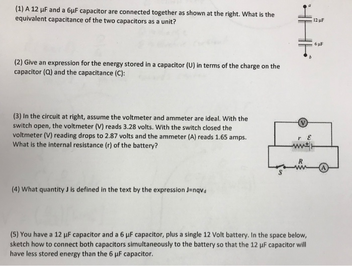 Solved 1 A 12 M Equivalent Capacitance Of The Two Capac Chegg Com