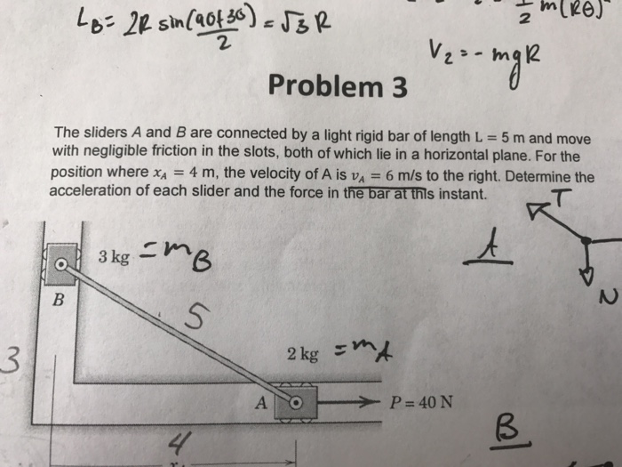 The Sliders A And B Are Connected A Light Rigid Chegg 