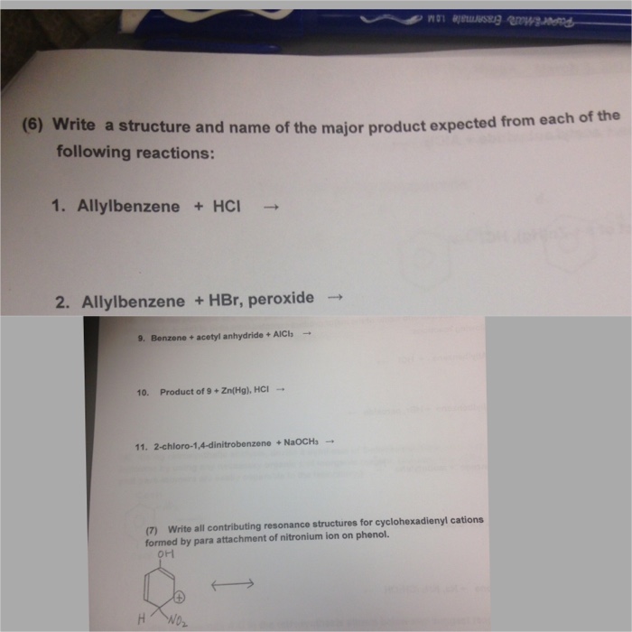 Solved Write A Structure And Name Of The Major Product Ex Chegg Com