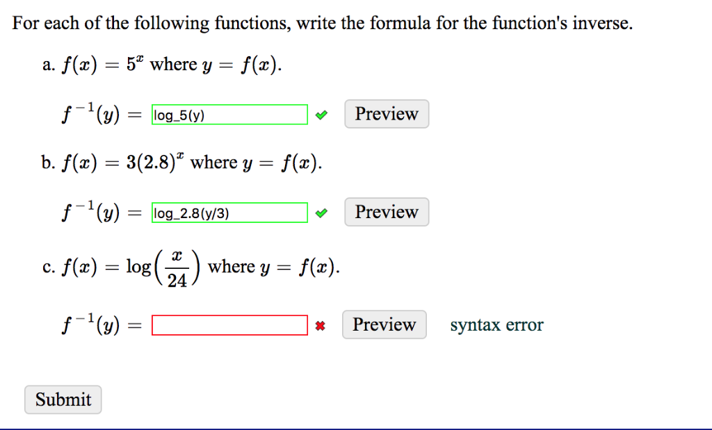 Solved For Each Of The Following Functions Write The For Chegg Com