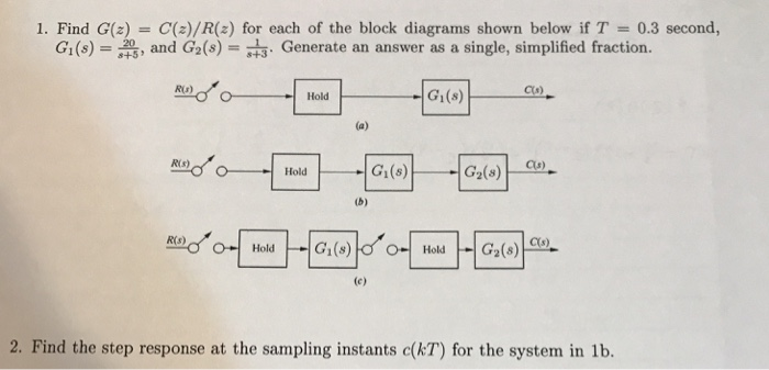 Solved T 0 3 Second 1 Find G Z C Z R Z For Each Of Chegg Com
