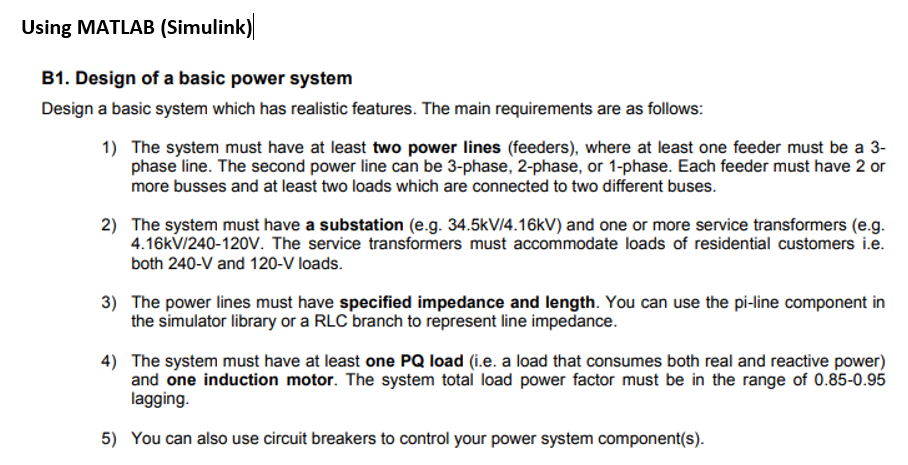 Solved Using Matlab Simulink B1 Design Of A Basic Powe