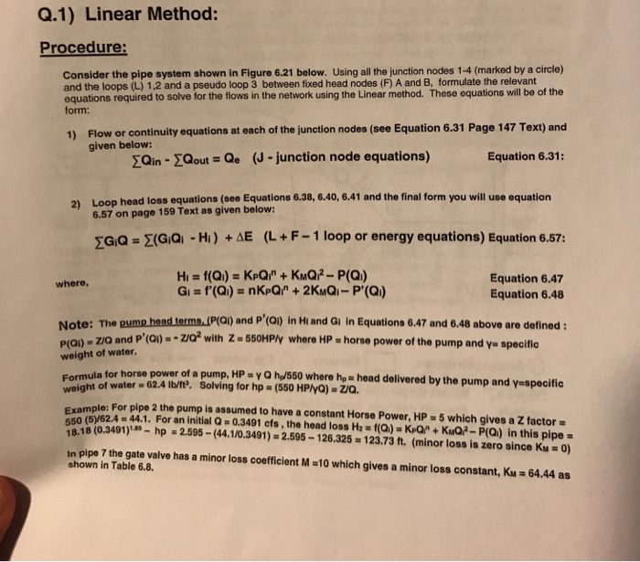 Solved Q 1 Linear Method Procedure Consider The Pipe S Chegg Com