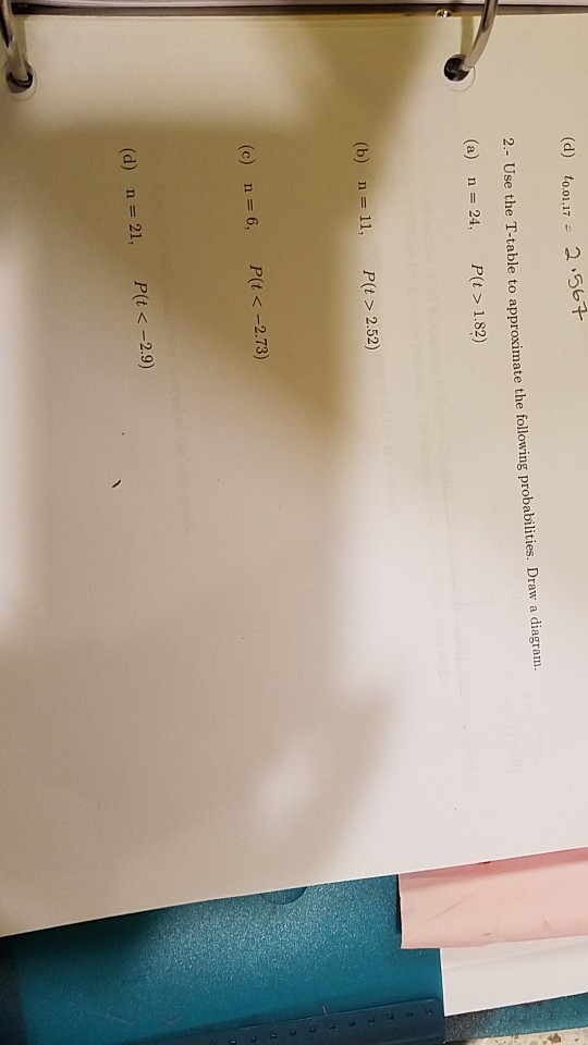 Solved D To O1 17 56 2 Use The T Table To Approximate Chegg Com