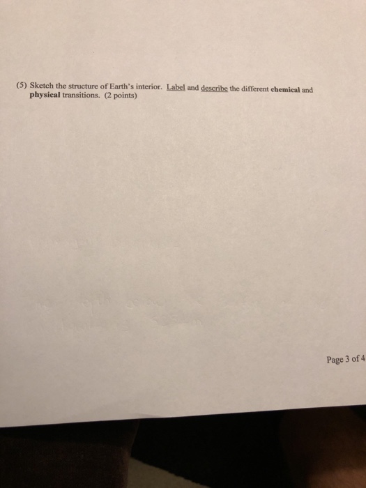 Solved 5 Sketch The Structure Of Earth S Interior Label