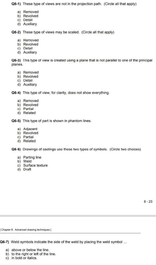 Solved Engineering Drawing Please Help Answer All The Que Chegg Com