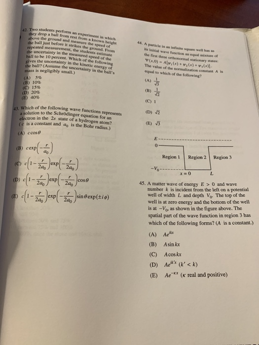 Solved 47 Two Students Perform An Ex Experiment In Which Chegg Com