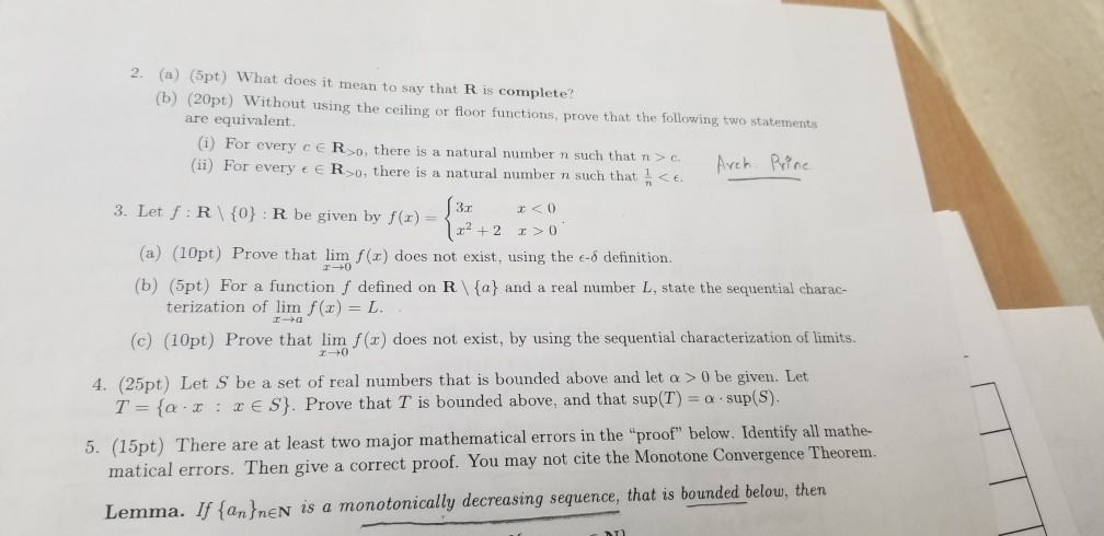 Solved A 5pt What Does It Mean To Say That R Is Compl