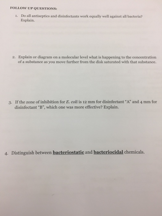 Solved Do All Antiseptics And Disinfectants Work Equally
