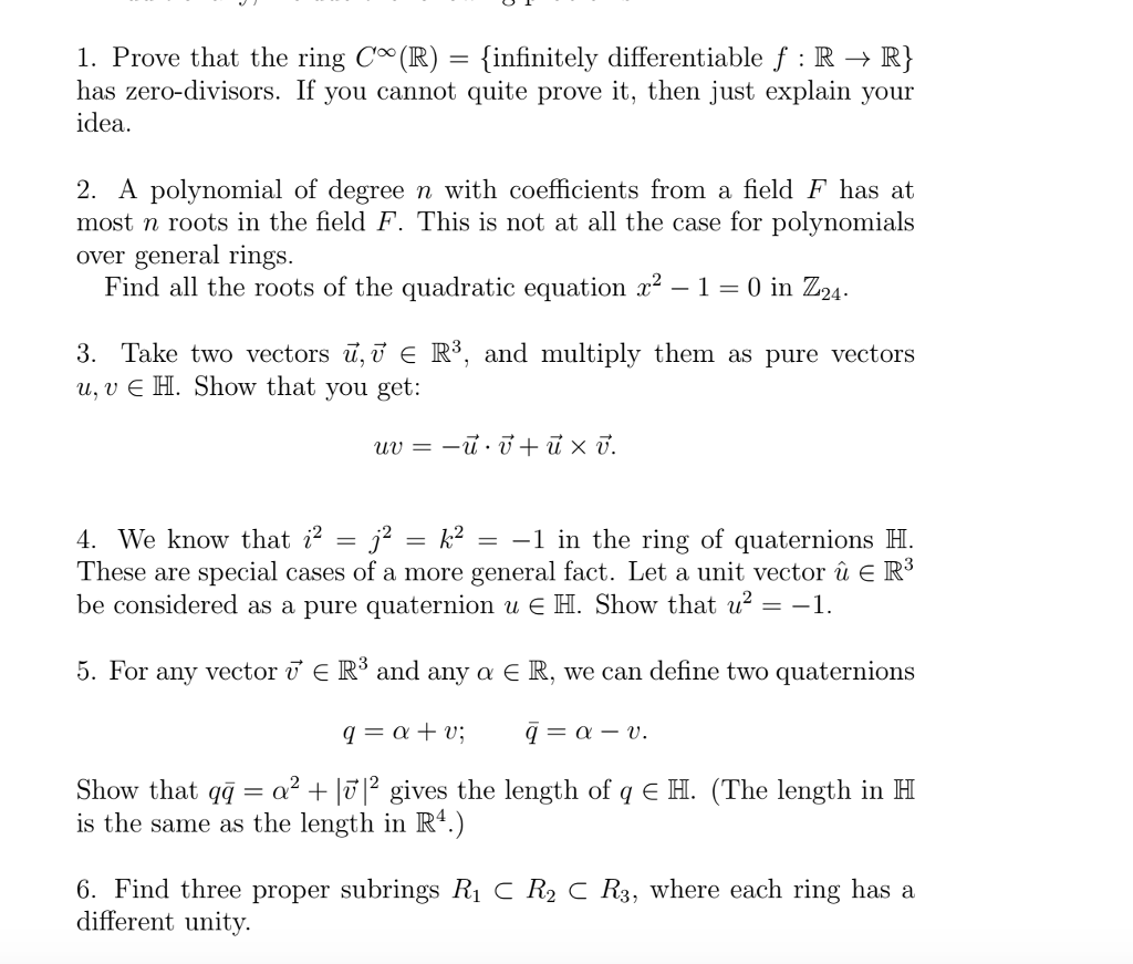 Solved 1 Prove That The Ring Coo R Infinitely Diffe Chegg Com