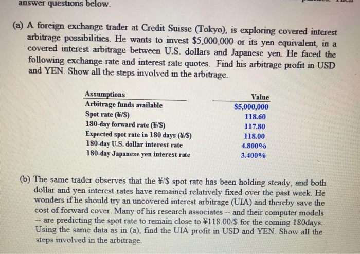 Solved Answer Questions Below A A Foreign Exchange Trad - 