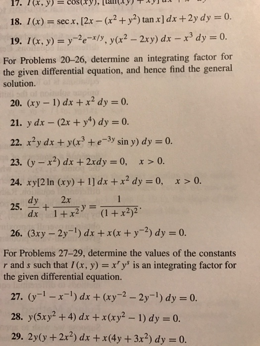 Solved For Problems 26 Determine An Integrating Factor Chegg Com
