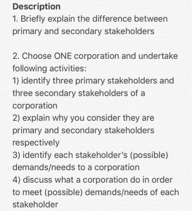 what are primary and secondary stakeholders