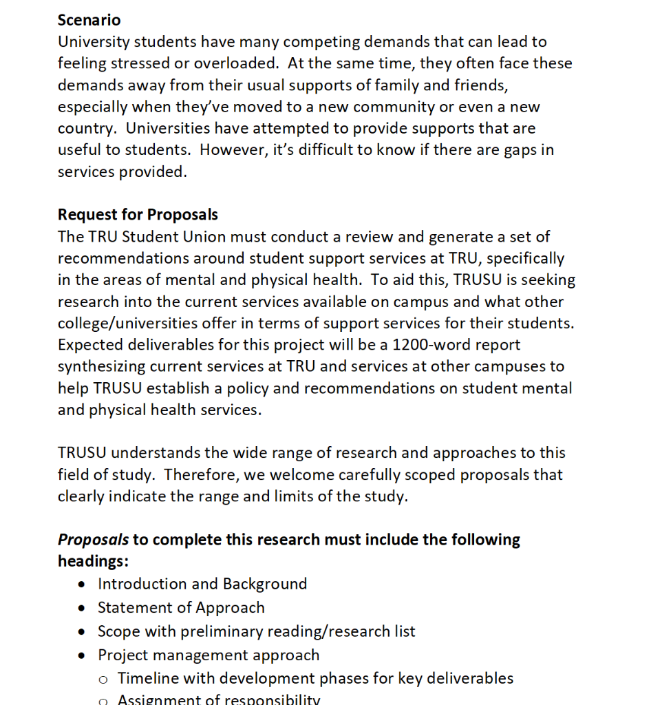 Scenario University students have many competing demands that can lead to feeling stressed or overloaded. Atthe same time, th
