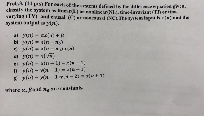 Solved Prob 3 14 Pts For Each Of The Systems Defined B Chegg Com