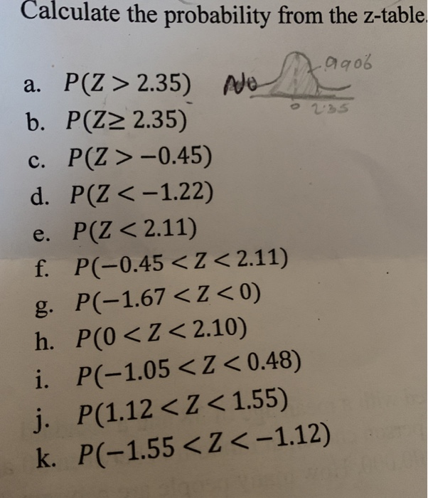 Solved Calculate The Probability From The Z Table Oqob A Chegg Com