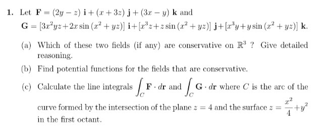 Solved Let F 2y Z I X 3z J 3x Y K And G Chegg Com