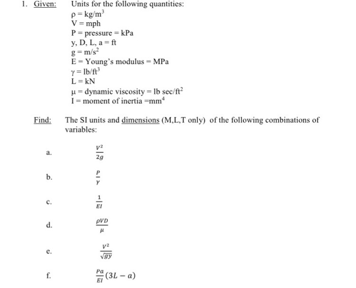 Solved Units For The Following Quantities P Kg M 3 V Chegg Com