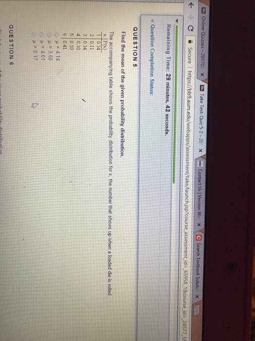Solved Find The Mean Of The Given Probability Distributio Chegg Com