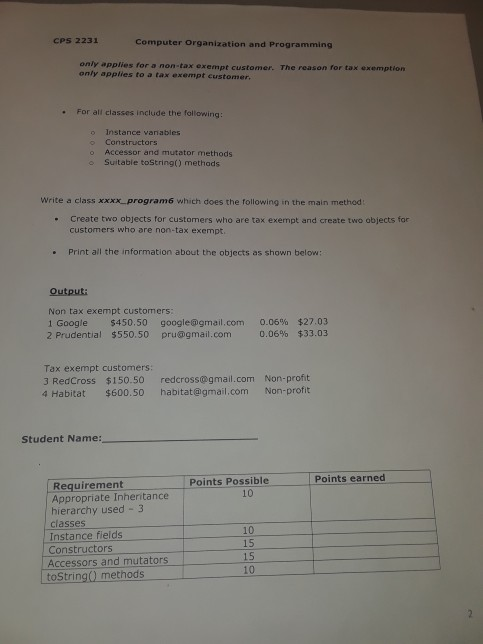 CPS 2231 Computer Organization and Programming only applies for a non-tax exempt customer. The reason for tax exemption only