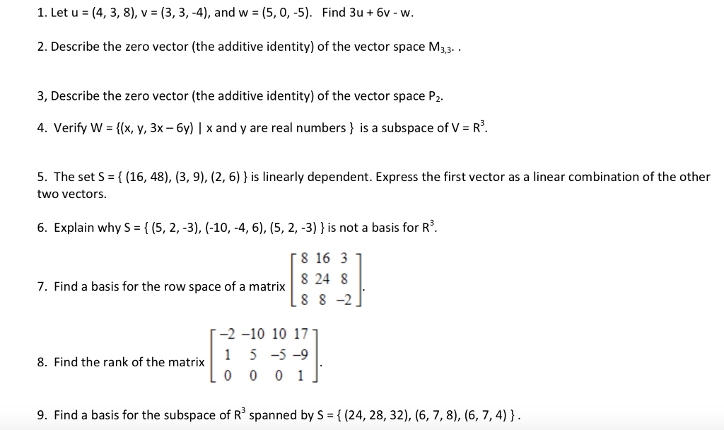 Solved 1 Let U 4 3 8 V 3 3 4 And W 5 0 5 Chegg Com