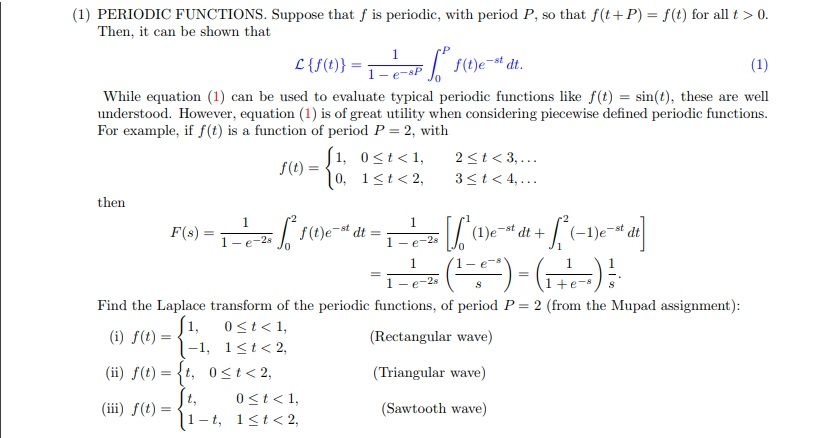 Solved 1 Periodic Functions Suppose That F Is Periodic Chegg Com