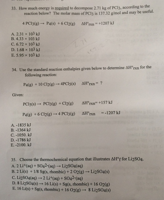 33. How much energy is required to 2.71 kg