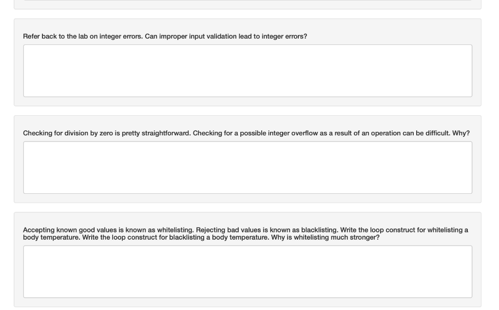 Refer back to the lab on integer errors. Can improper input validation lead to integer errors? Checking for division by zero