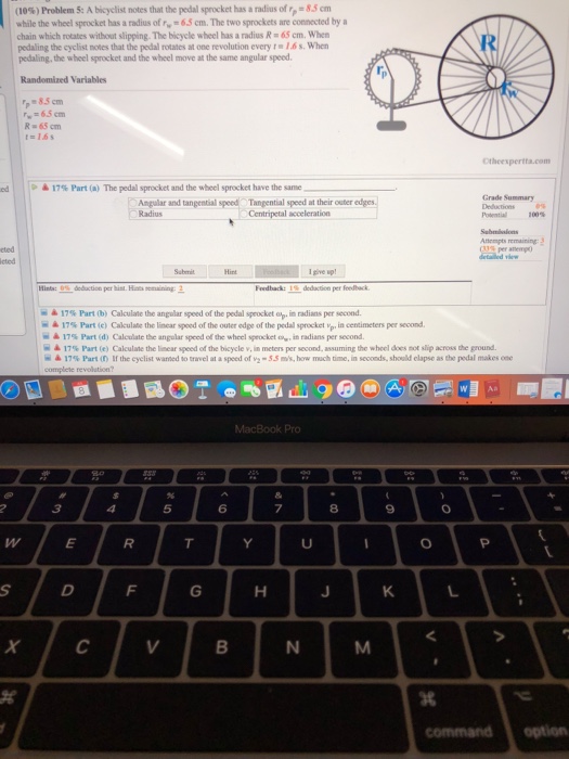 Solved (10) Problem 5c A Bicyclist Notes That The Pedal