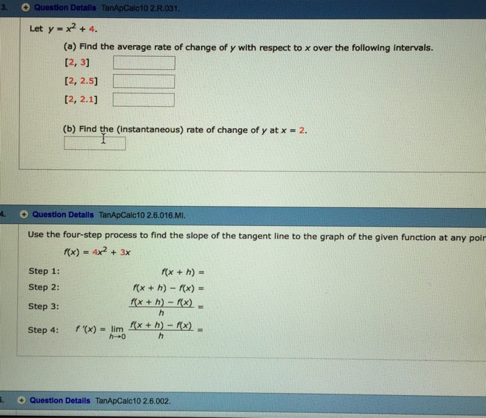 Solved Let Y X 2 4 Find The Average Rate Of Change Of Chegg Com