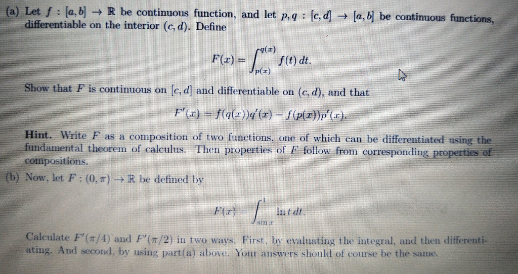 Solved A Let F La Bl R Be Continuous Function And Chegg Com
