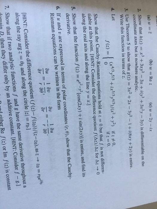 Solved A To Coordinate Axes But Is Nowhere Analytic Chegg Com