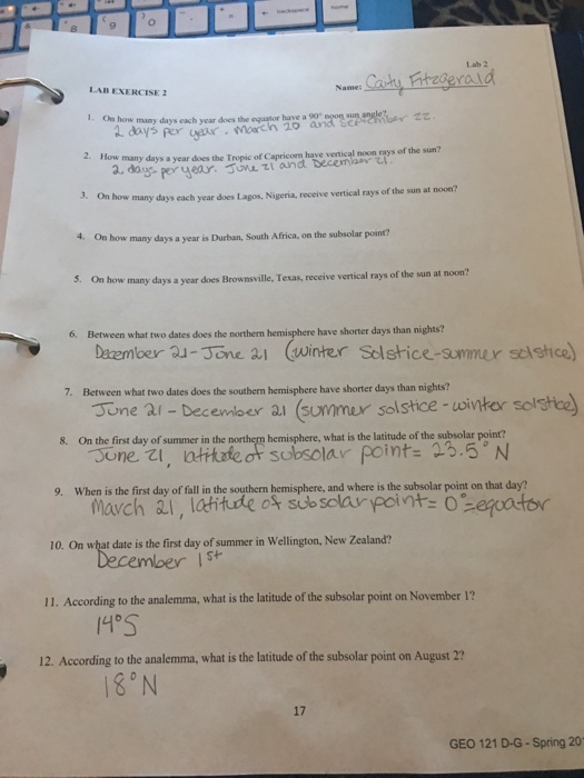 9 Lab 2 Gera Lab Exercise 2 Name Onhow Many Days Each Chegg Com