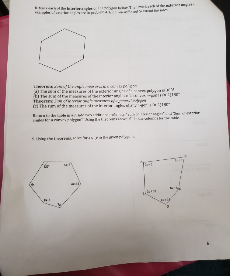 Solved Each Of The Interior Angles On The Polygon Below