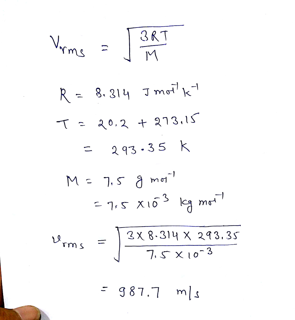 what-is-the-root-mean-square-velocity-of-a-hypothetical-gas-in-m-s