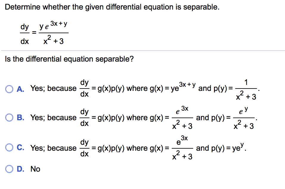 Solved Determine Whether The Given Differential Equation Chegg Com