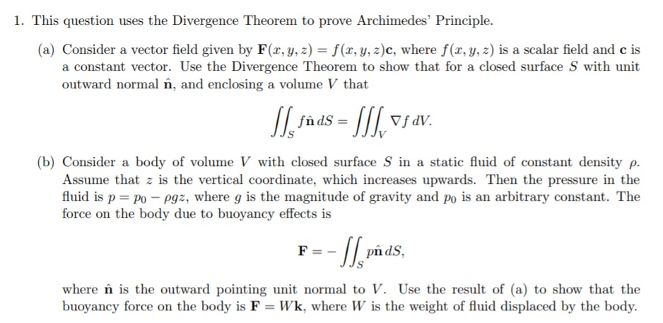 Solved 1 This Question Uses The Divergence Theorem To Pr Chegg Com