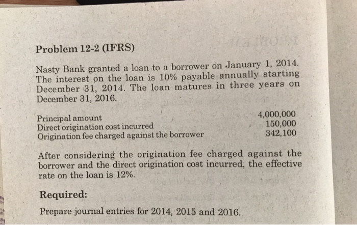 Solved Nasty Bank granted a loan to a borrower on January 1 