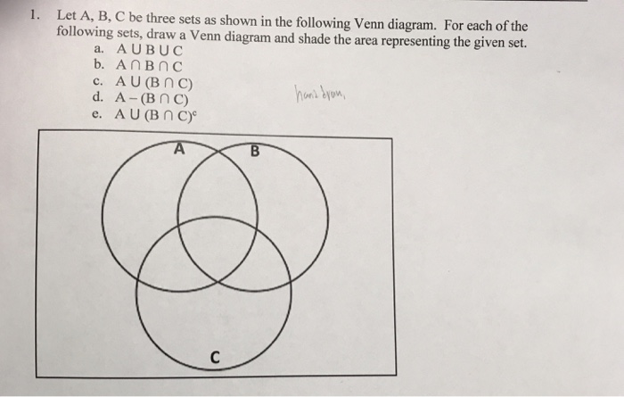 Solved  Let A  B  C Be Three Sets As Shown In The Followin