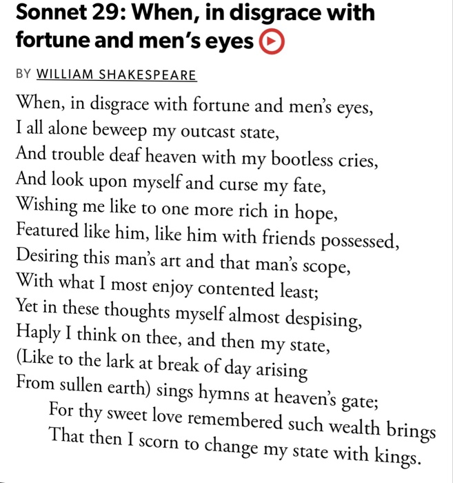 explanation of sonnet 29