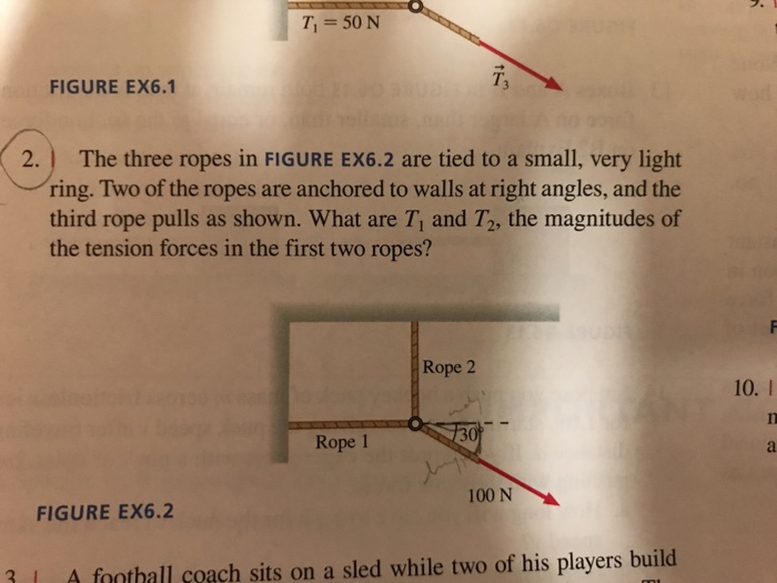 Solved 7 50 N T Figure Ex6 1 2 The Three Ropes In Fig Chegg Com