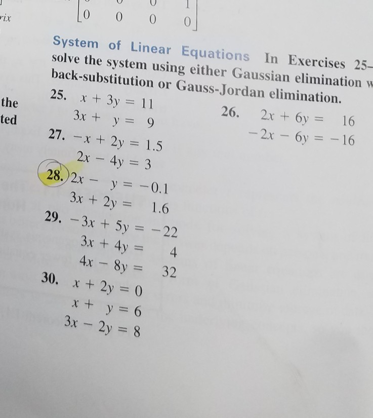 Solved System Of Linear Equations In Exercises 25 Solve The Chegg Com